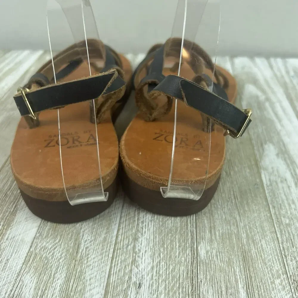 Zora Sandals 7-7.5 Handmade In St. Thomas Leather Strappy Boho Festival